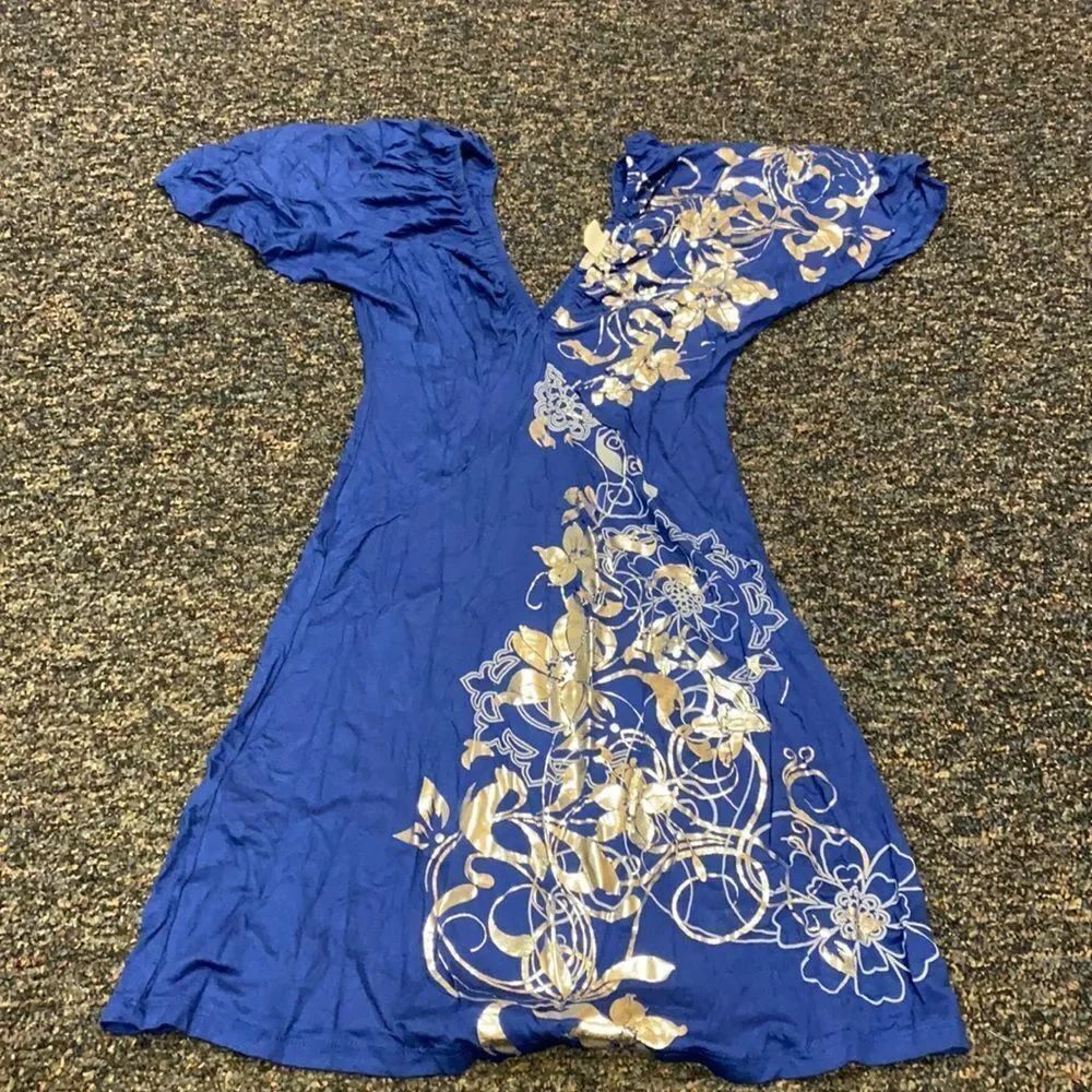 Lipstick Blue Silver Metallic Design Dress sz. S
